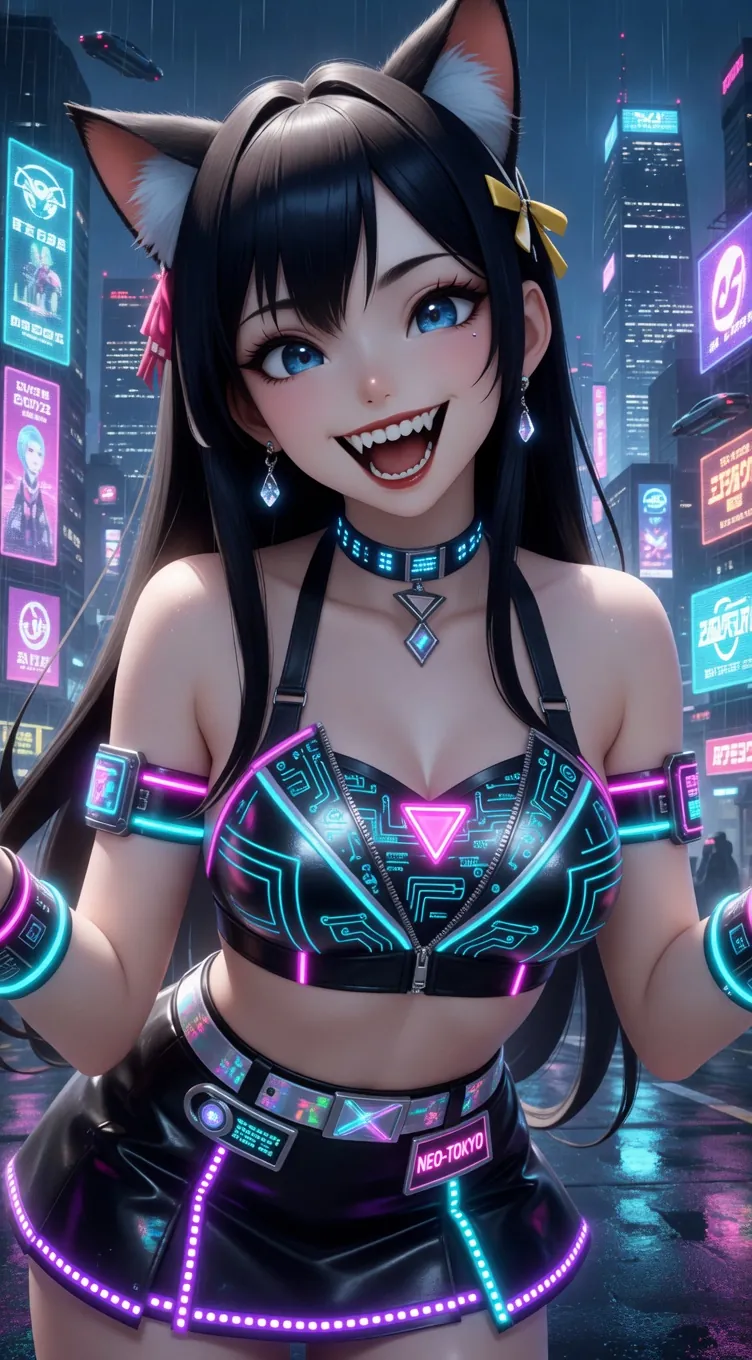 UwU Kitty in neon